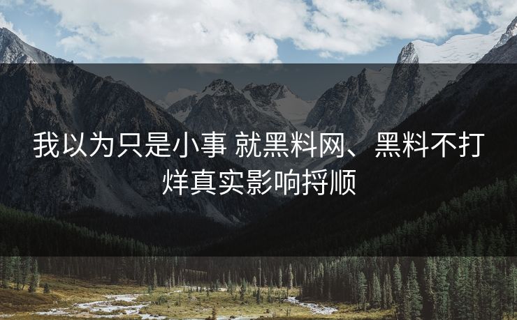 我以为只是小事 就黑料网、黑料不打烊真实影响捋顺