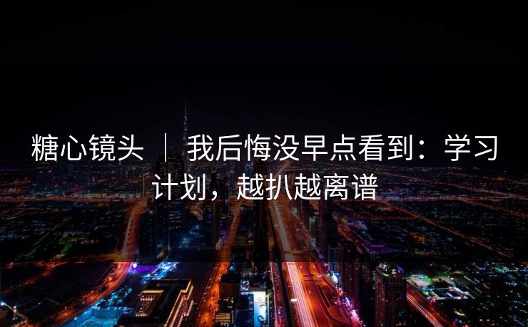 糖心镜头 ｜ 我后悔没早点看到：学习计划，越扒越离谱