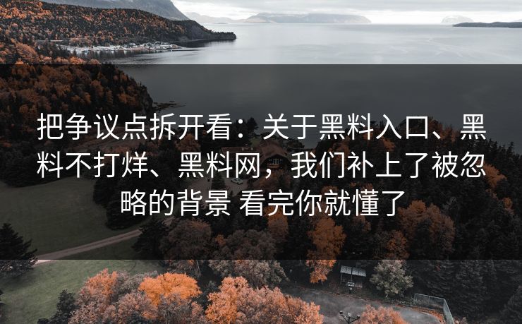 把争议点拆开看：关于黑料入口、黑料不打烊、黑料网，我们补上了被忽略的背景 看完你就懂了