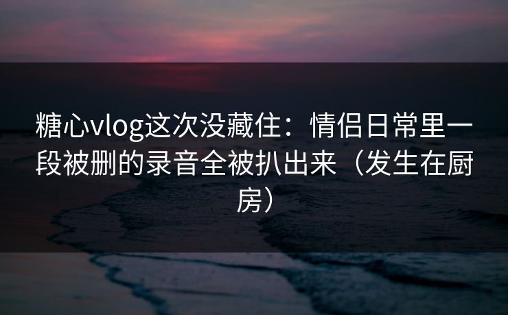 糖心vlog这次没藏住：情侣日常里一段被删的录音全被扒出来（发生在厨房）