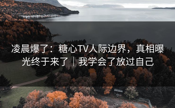 凌晨爆了：糖心TV人际边界，真相曝光终于来了｜我学会了放过自己