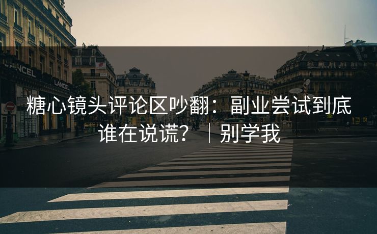 糖心镜头评论区吵翻：副业尝试到底谁在说谎？｜别学我