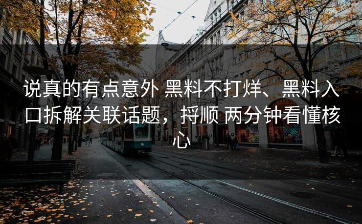 说真的有点意外 黑料不打烊、黑料入口拆解关联话题，捋顺 两分钟看懂核心