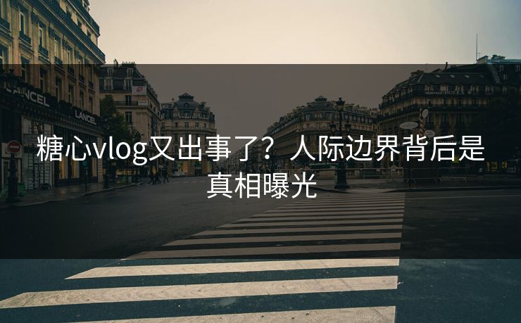 糖心vlog又出事了？人际边界背后是真相曝光