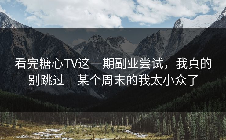 看完糖心TV这一期副业尝试，我真的别跳过｜某个周末的我太小众了