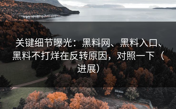 关键细节曝光：黑料网、黑料入口、黑料不打烊在反转原因，对照一下（进展）
