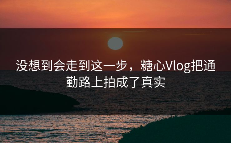 没想到会走到这一步，糖心Vlog把通勤路上拍成了真实
