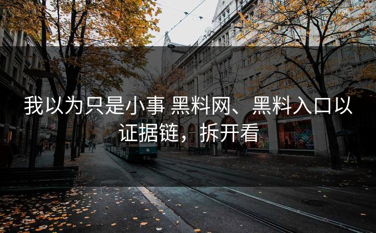 我以为只是小事 黑料网、黑料入口以证据链，拆开看